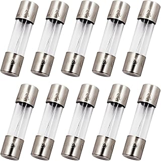 SIXQJZML 10 Pack F5AL Fast-Blow Fuse 5A Max 5 amp 125V Glass Fuses 0.2 x 0.78 Inch / 5 x 20 mm (125Volt) (F5A)