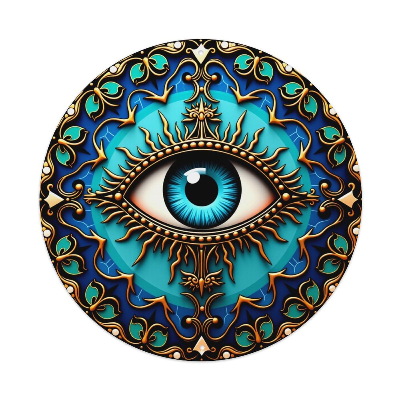 Eye Symbol Ornate Pattern Design Metal Tin Sign Vintage Garden Bedroom Cafe Bar Man Cave Home Wall Decor Metal Poster 8x8 inches