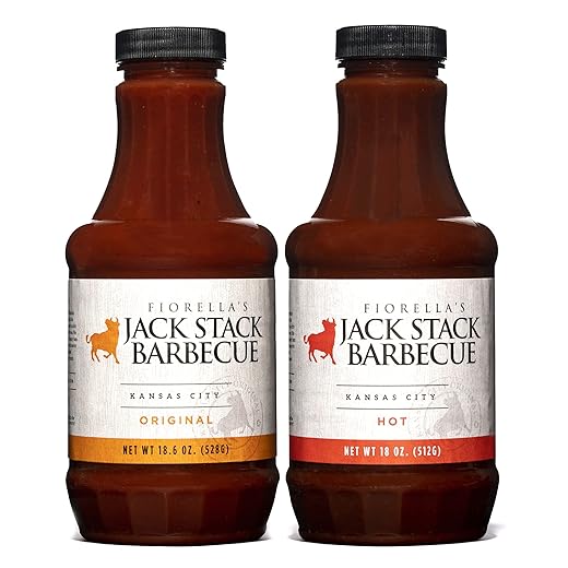 Jack Stack Barbecue Original and Hot Sauce - Kansas City BBQ Sauce 2 Pack - Hot & Original Smoked KC BBQ Sauce (2, 18oz Bottles)