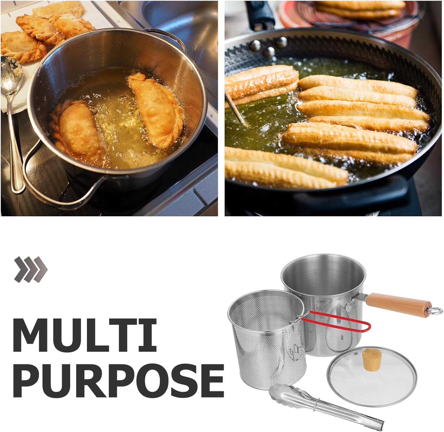 Ciieeo Deep Fryer With Basket: 3l Stainless Steel Deep Fryer Pot With Basket - Single Handle Frying Pot For Frying Boiling And Stewing