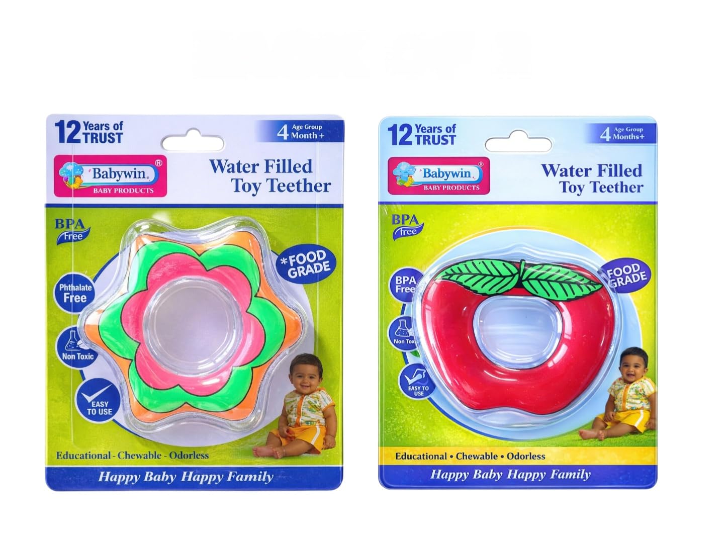 Water Filled Toy Teether(Flower,Apple) BPA Free, Food Grade, 4 Months+, 2 Pack-image-43