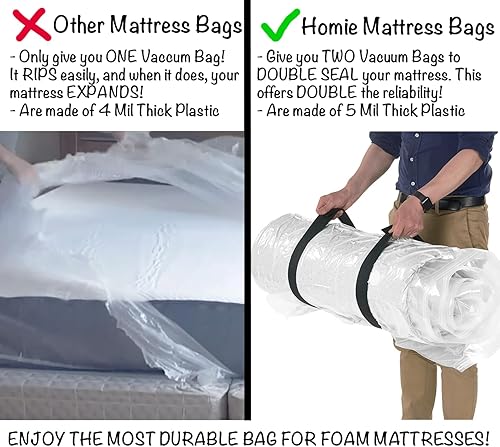Miniatura 5 de Bolsa de vacío para colchón para mudanza, bolsa de colchón con sellado al vacío para colchones de espuma viscoelástica o resortes interiores,