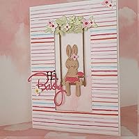 Vista 6 de Swing Bunny - Plantillas de corte de metal con diseño de conejo, hojas de flores, tarjetas de conejo, plantillas cortadas para álbumes de recortes