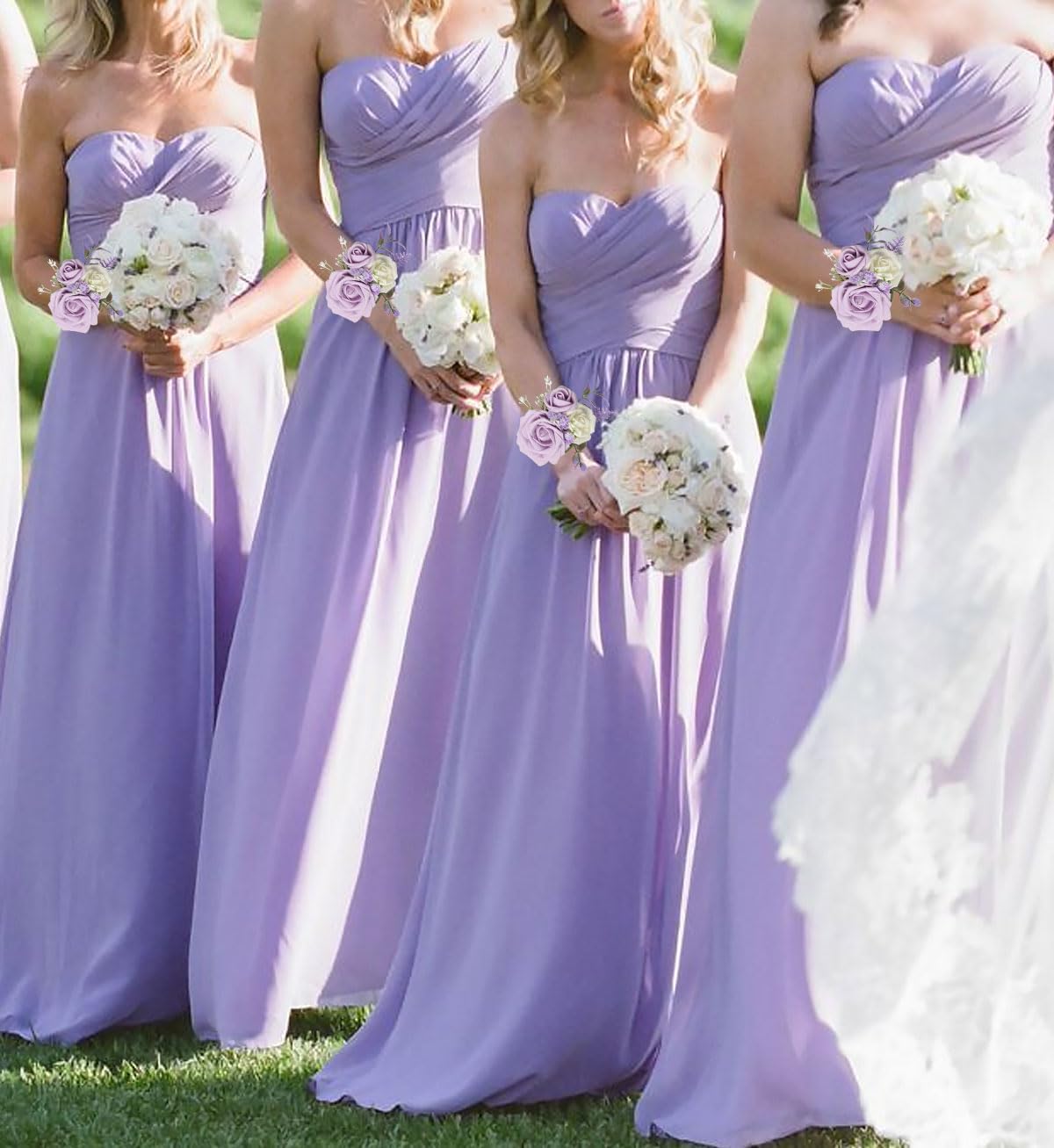 Purple Corsage for Wedding Bridesmaid Mother Grandmother, Set of 6 Prom Artificial Flower Corsage Wristlet Wristband for Women Girls Hand Flowers for Homecoming Ceremony Anniversary Suit