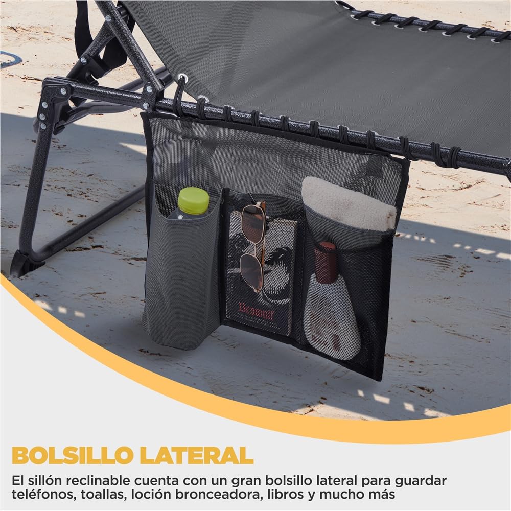 Yaheetech Cama de Camping Plegable con Colchón Extra Grueso,Cama Portatil Dormir con Almohada y Respaldo Ajustable en 5 Posiciones