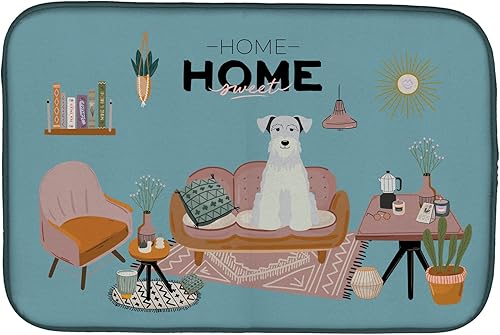 Miniatura 256 de Caroline's Treasures CK7824DDM - Tapete absorbente para secado de platos con diseño de bulldog inglés, rojo y blanco, para encimera de cocina, 14 x