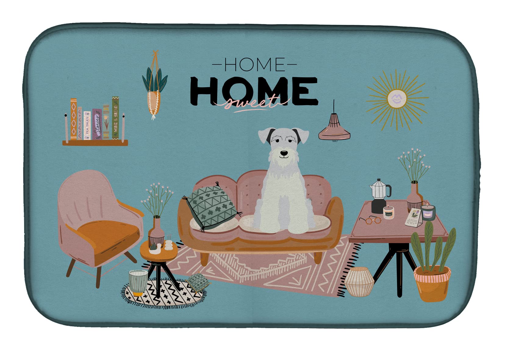 Alfombrilla para secar platos de poliéster absorbente multicolor Schnauzer Sweet Home