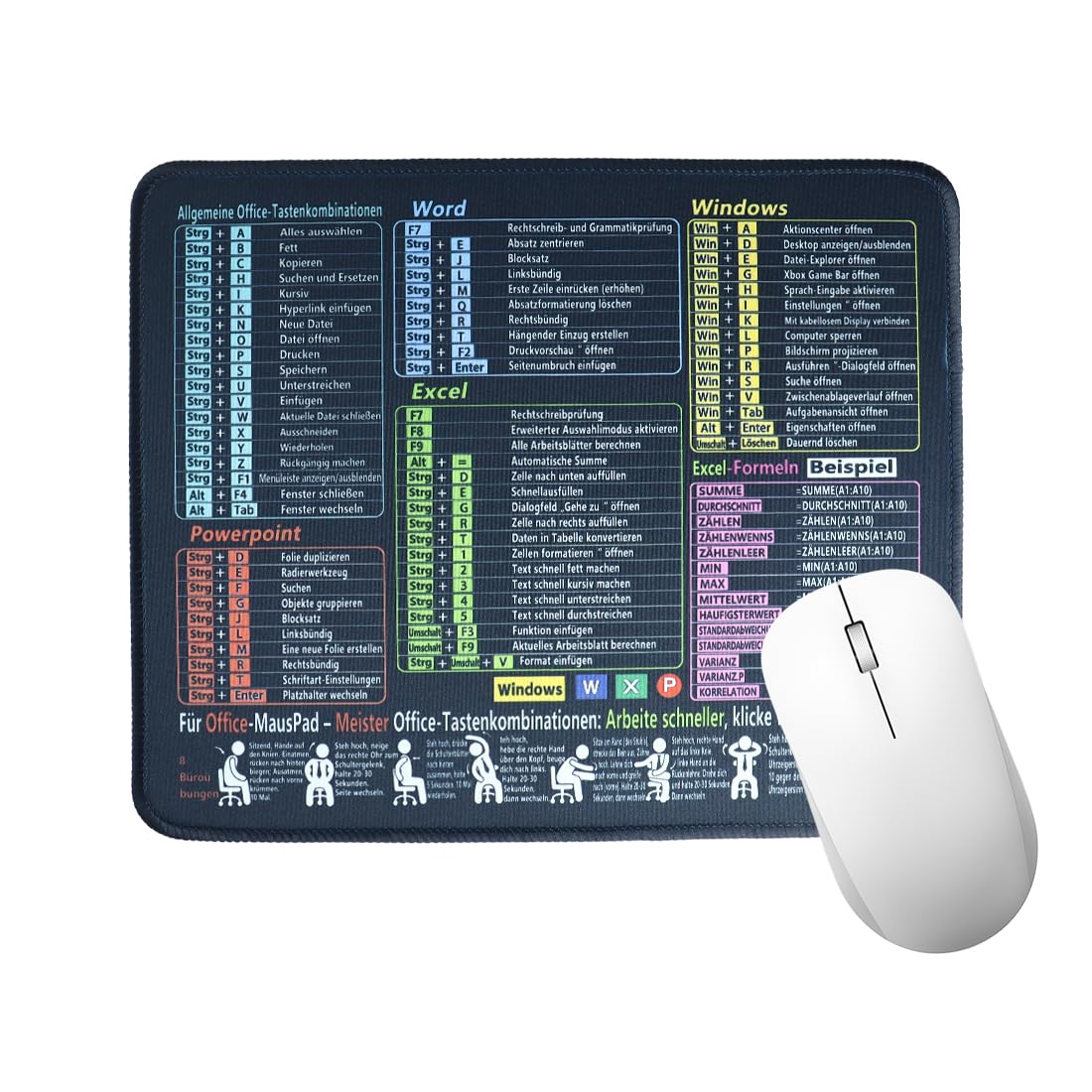 Padlys Tappetino Mouse XL Con Scorciatoie Office – 90x40 Cm, Made In Germany, Per Excel, Word, Outlook, Windows E Mac, Qualità Premium