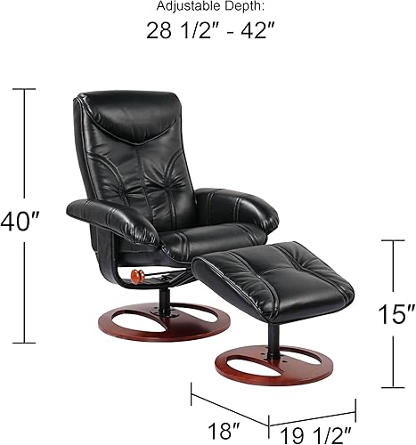 Miniatura 4 de BenchMaster Newport reclinable giratorio y otomano inclinado negro