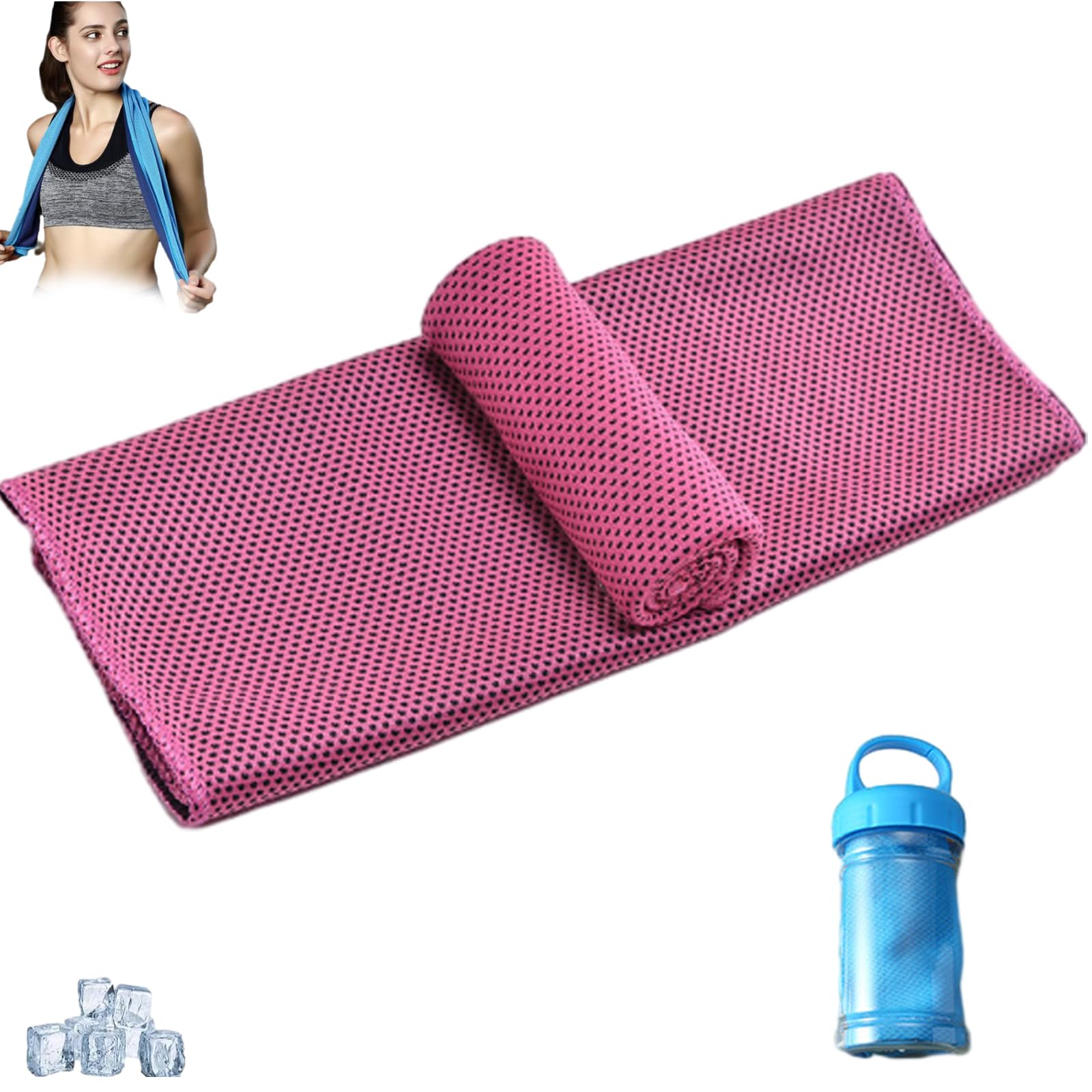 Towelnado，Instant Cooling Towel, Ice Cooling Towel, Quick Dry Sweat Wicking Sport Towel for Running Cycling Fitness Outdoor Activities (Pink 2)