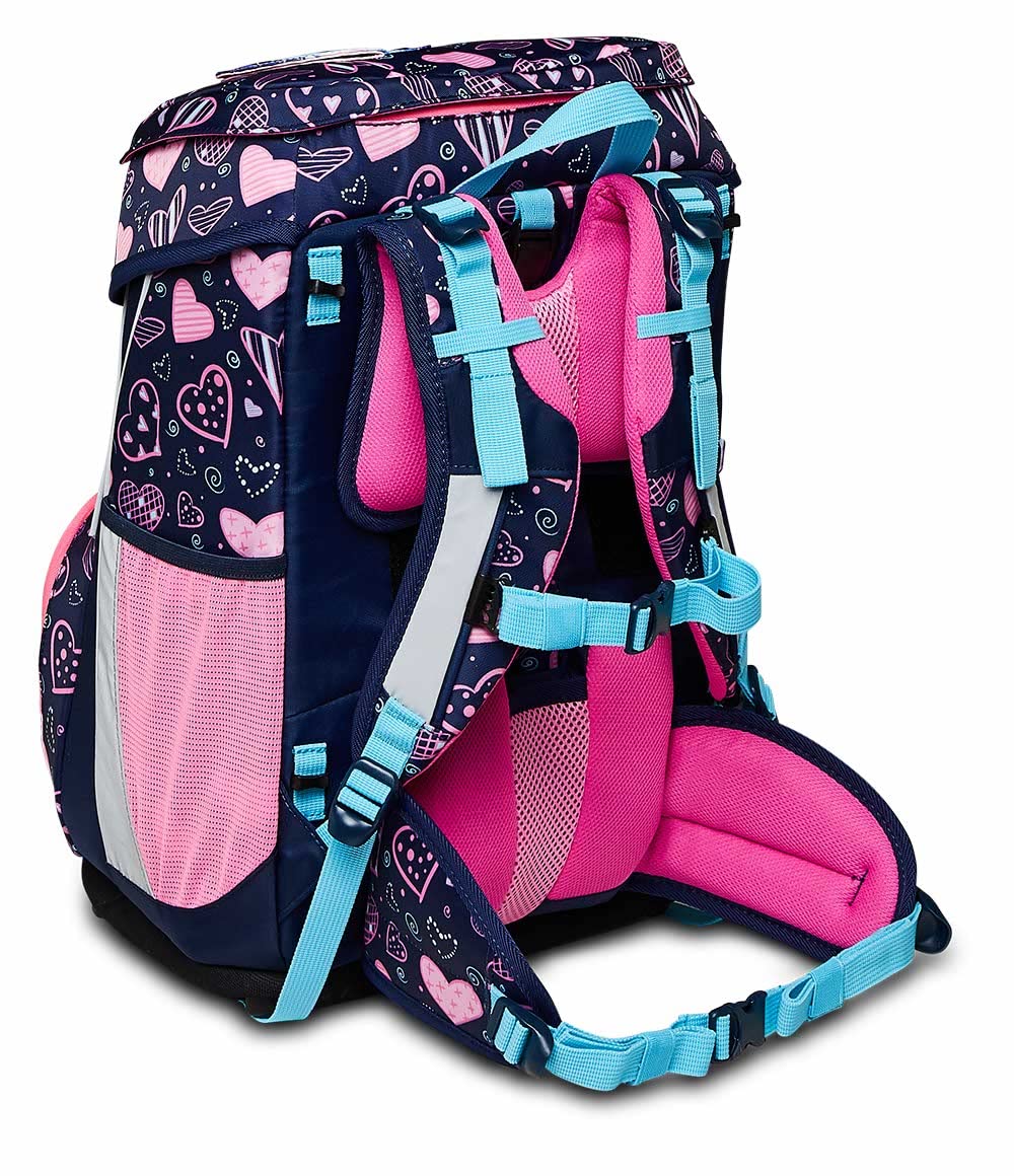 SJ GANG STYLE JAM GANG Set Scuola UPDOWN BOX - HEARTLY MIX - Zaino Scuola Multiscomparto Ergonomico + Astuccio Totalmente Accessoriato + Portapenne Scuola con Organizer Interno + Sacca Sportiva