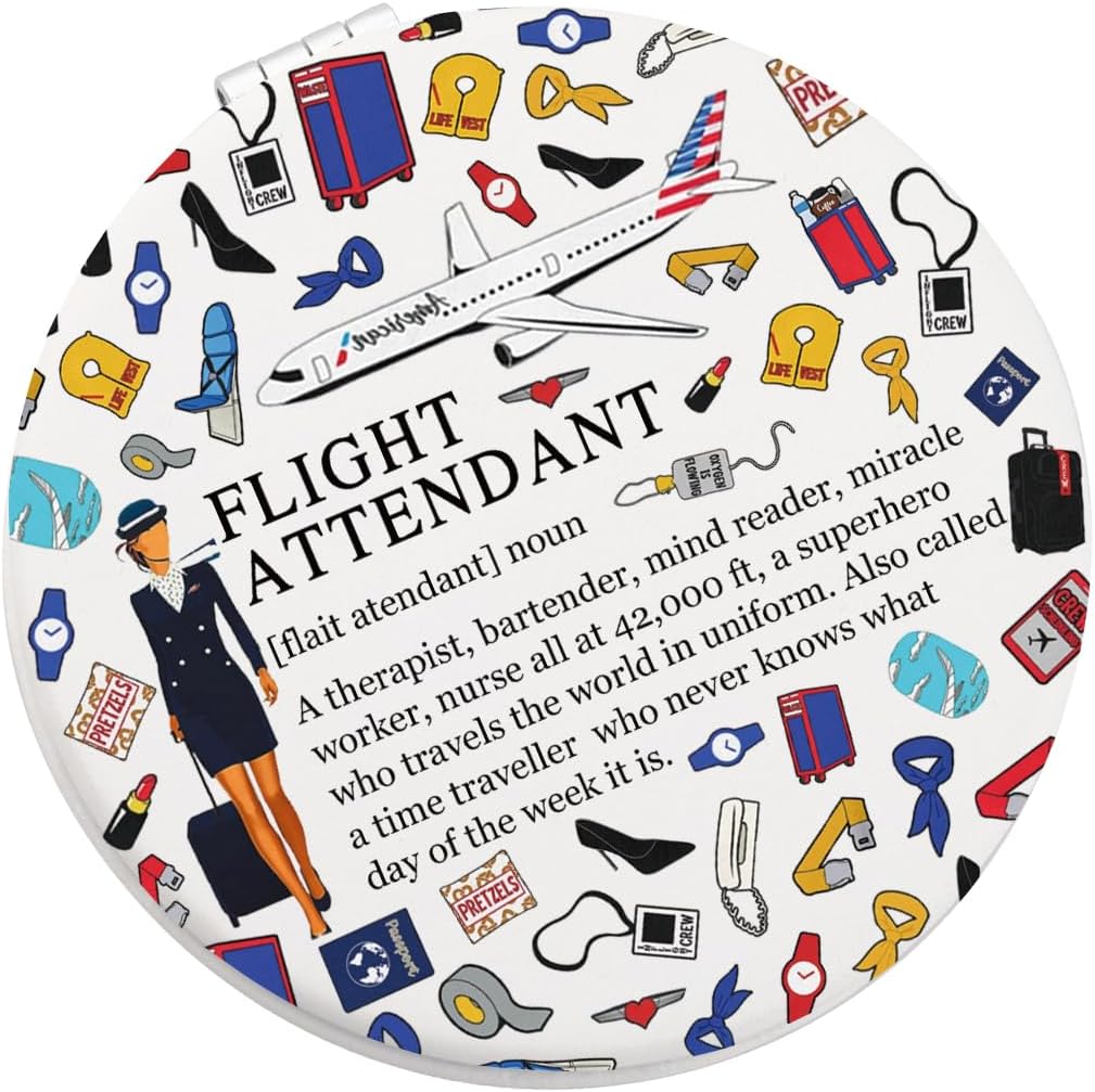 WSNANG Flight Attendant Gifts Air Stewardess Makeup Mirror Stewardess Aviation Folding Mirror Stewardess Appreciation Gift (CA Flight Mirror-T)