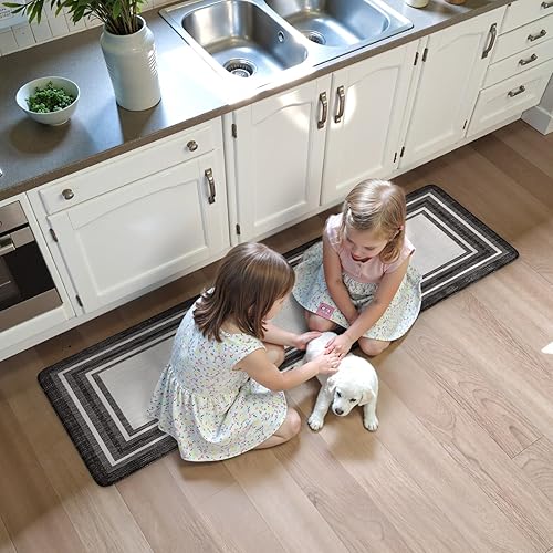 Vista 497 de KIMODE - Juego de 2 tapetes de cocina bohemios, antifatiga, antideslizantes, impermeables, ergonómicos, acolchados, cómodos, para lavandería, Caqui