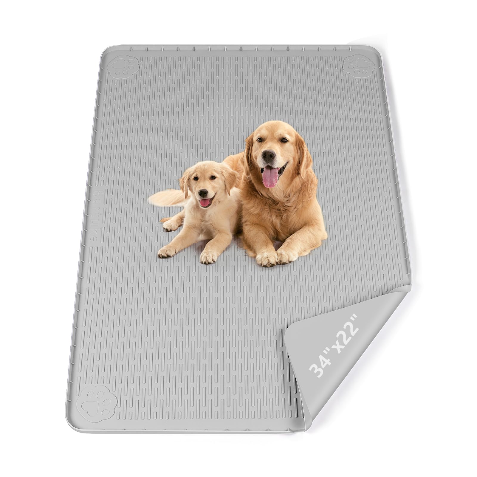 Bartuke Pee Pads for Dogs, 34" x 22" Reusable Silicone Mat, Washable Puppy Training Pads for Potty Training, Non-Slip, Leak-Proof, Indoor Floor Protection (Light Grey) — image 1