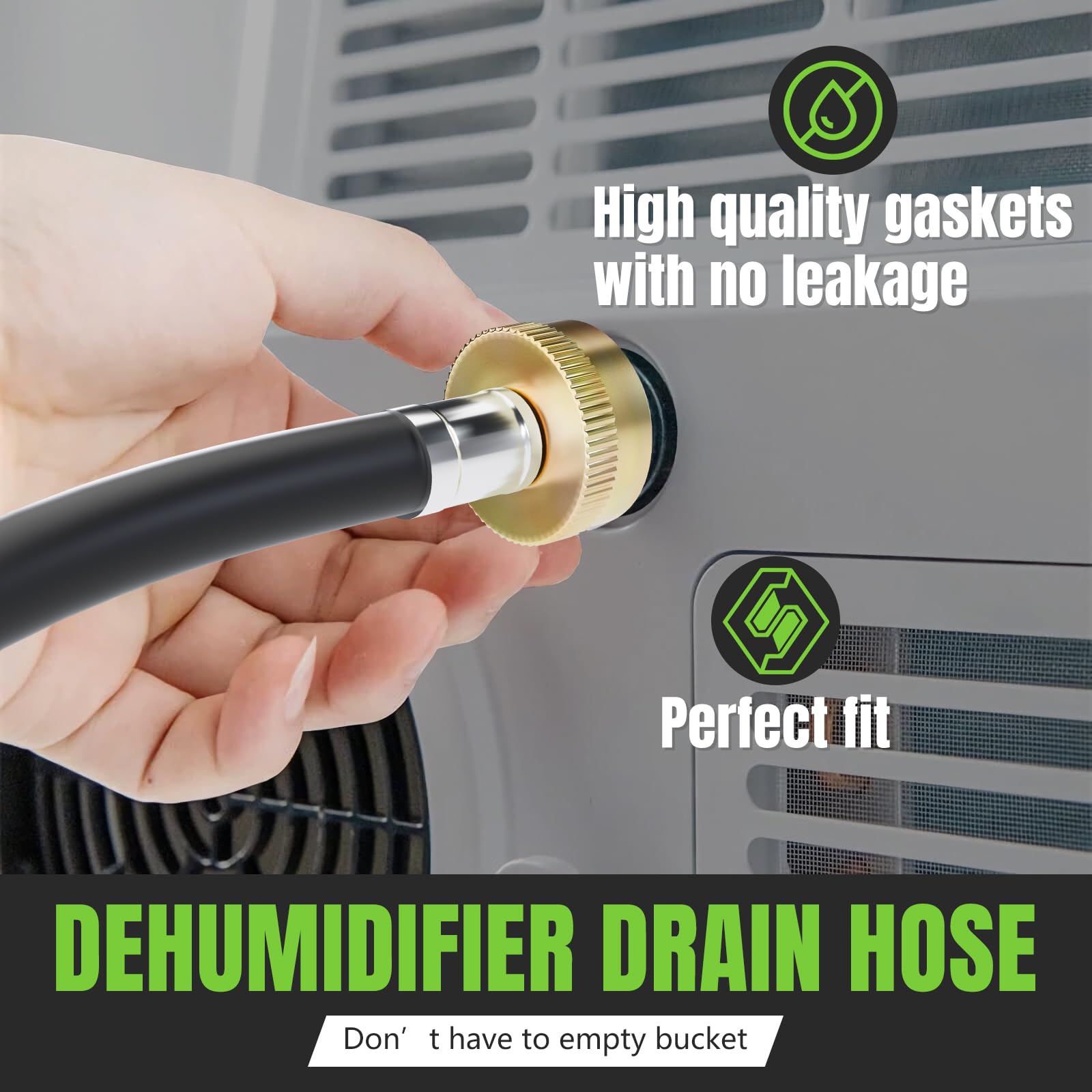 Manguera de drenaje para deshumidificador Boombamo de 30 pies (3/4 FHT), a prueba de fugas con conector resistente a la corrosión, engrosada para deshumidificadores de interiores, compatible con la