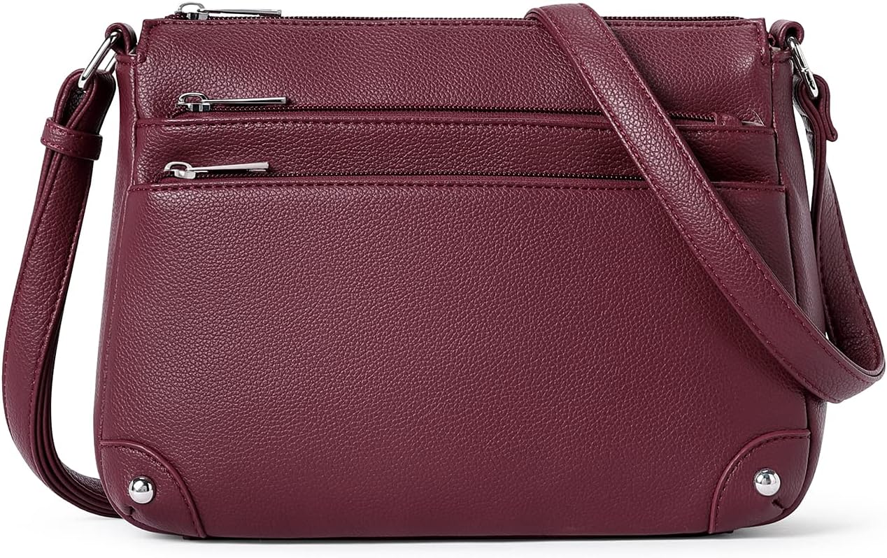 Crossbody Bags for Women, Medium Size Shoulder Handbags, Satchel Purse with Multi Zipper Pocket