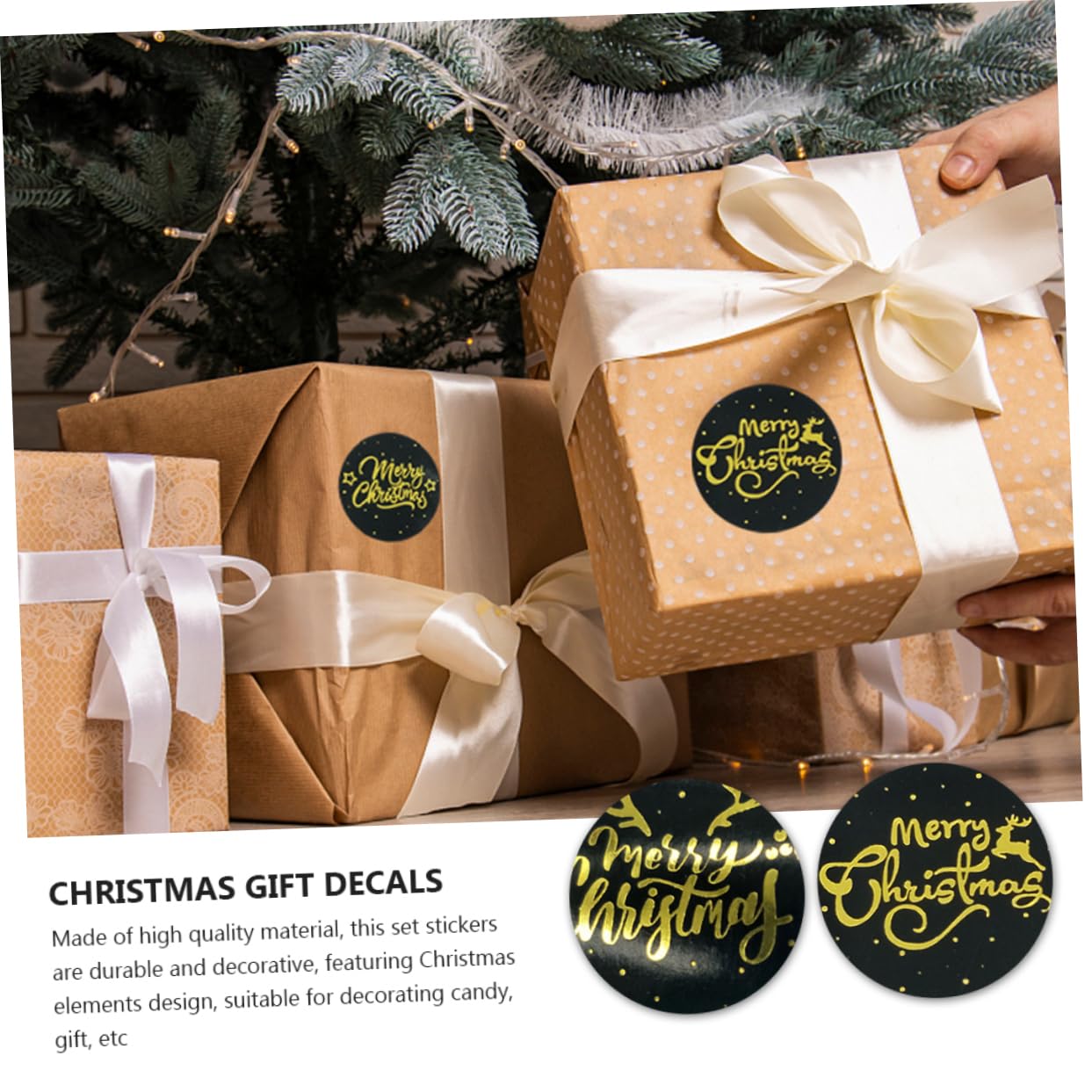 Operitacx 6 Adesivi Natalizi in Oro Caldo Etichette Per Etichette Per Confezioni Regalo Adesivo Del Sacchetto Di Imballaggio Per Buste Carta Autoadesiva Foca Applique