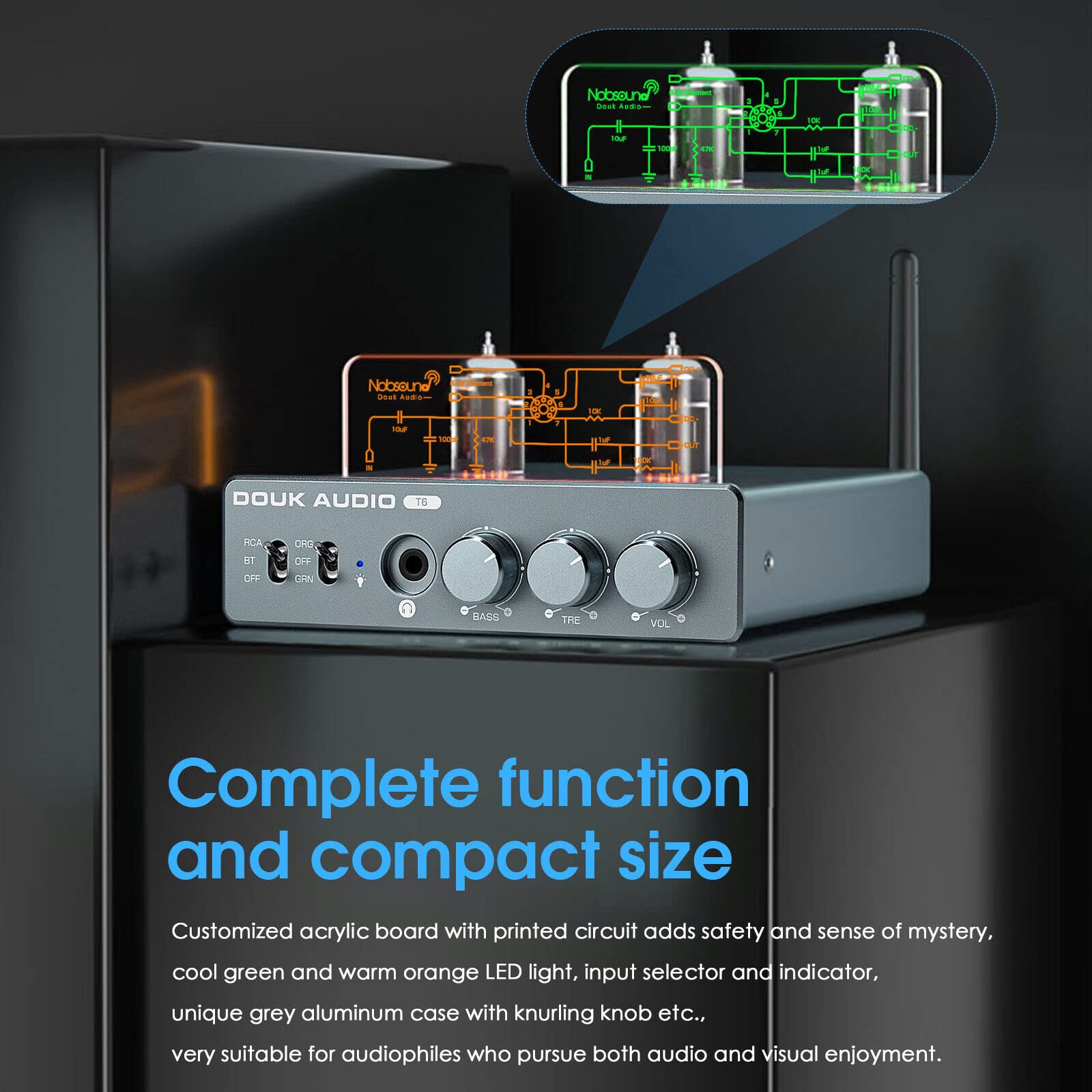 HiFi Bluetooth 5.1 Röhrenverstärker Tube Stereo Amplifier Audio Empfänger Röhren Kopfhörer Verstärker 80W×2