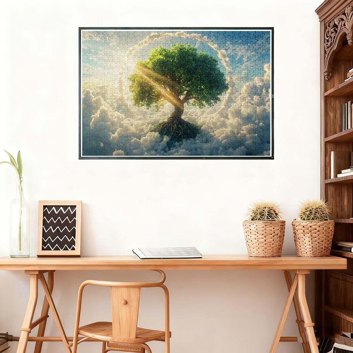Puzzle 1500 elementów drzewo dla dorosłych, puzzle w chmurze, niemożliwe puzzle z wykwintnym pudełkiem do pakowania, klasyczne drewniane puzzle gry edukacyjne na prezent dla kobiet, dekoracja domu