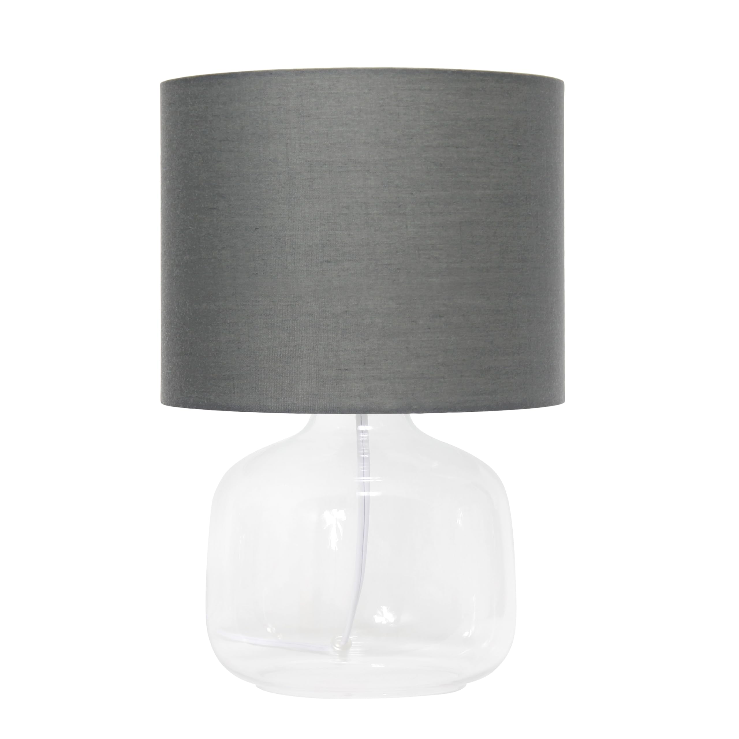 Simple Designs LT1211-CLG 13.75" Contemporary Glass Table Lamp, Smoke Clear with Gray Shade