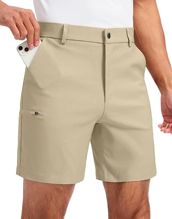 Pudolla Mens Casual Shorts 7/9 Inch Golf Shorts Stretch Dress Work Shorts for Men with 4 Pockets Quick Dry Lightweight