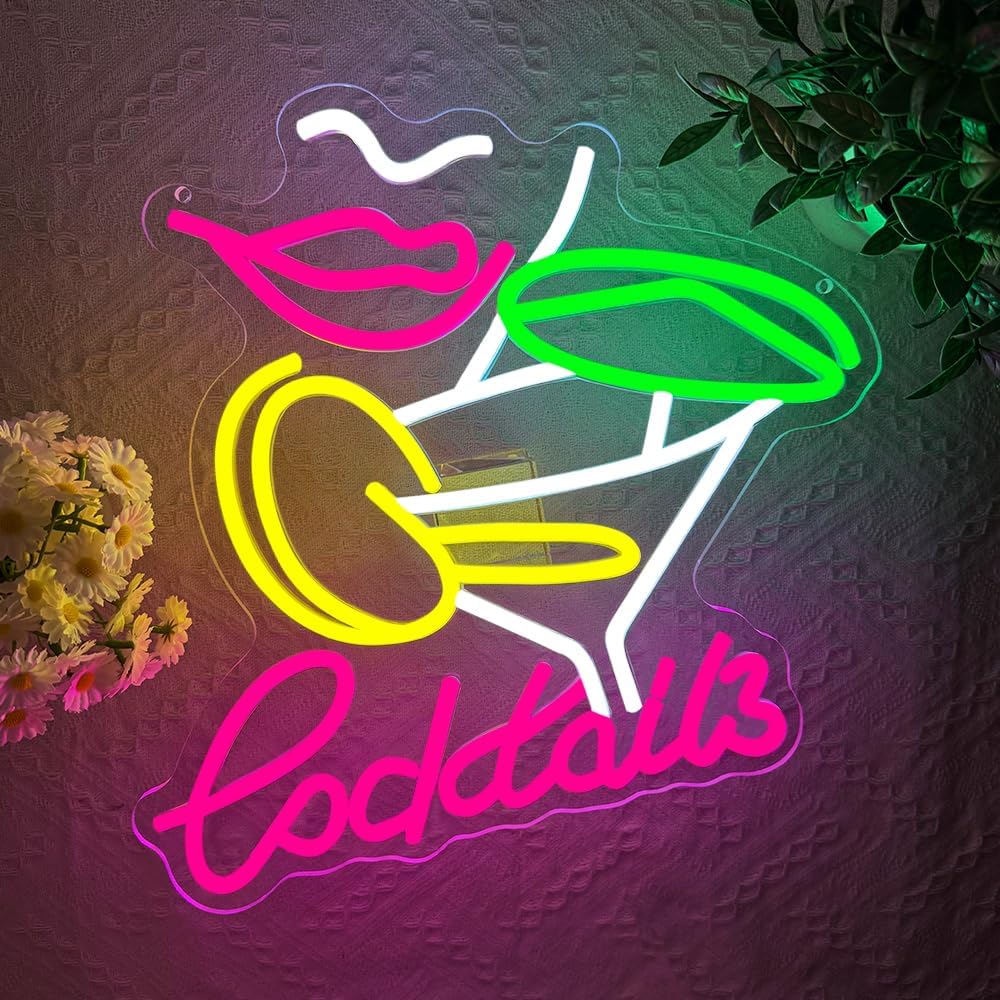 Cocktails Neon Sign, Bar LED Neon Light for Wall Decor Dimmable Cocktail Led Light Up Sign for Home Beer Bar Pub Night Club Party Man Cave Decoration Gift USB Powered(14.2"*7.5") - Image 7