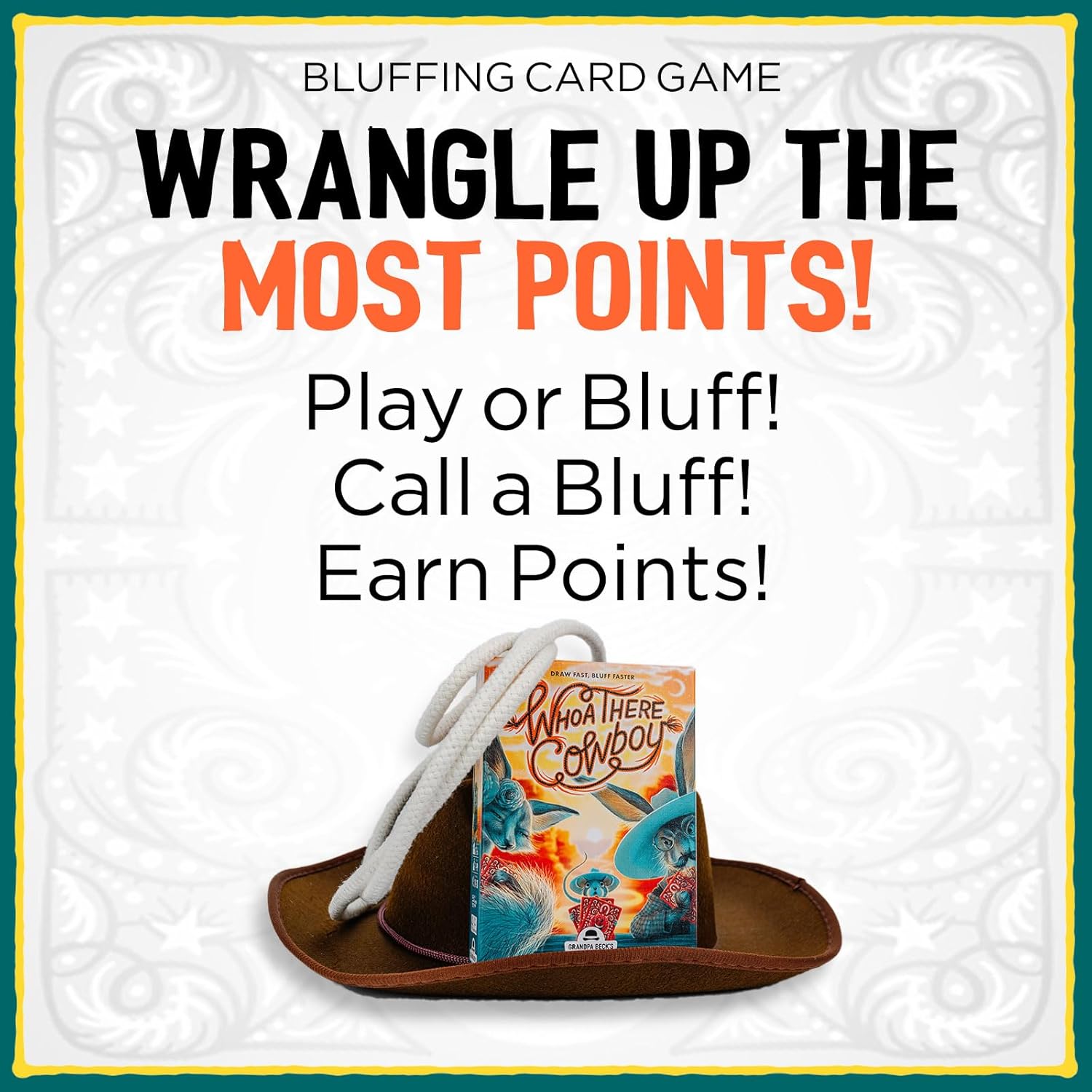 Grandpa Beck's Games Whoa There Cowboy | A Guess Who's Bluffing Card Game | from The Creators of Cover Your Assets | 2-6 Players, Ages 7+