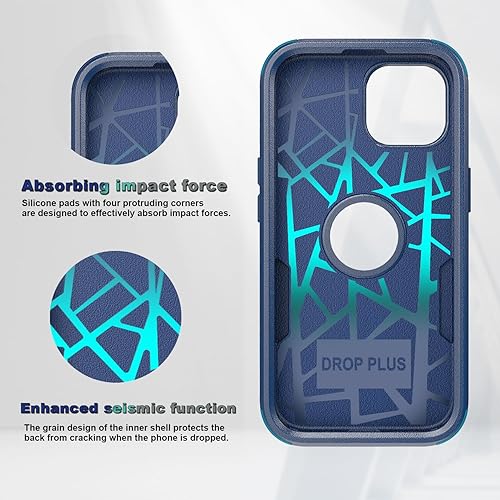Miniatura 4 de Funda para iPhone 15, 2 protectores de pantalla de vidrio templado, a prueba de caídas de 10 pies, antideslizante, a prueba de golpes, funda para