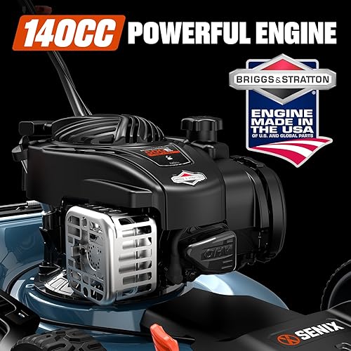 Miniatura 22 de SENIX LSPG-M4 - Cortacésped de gas de 21 pulgadas con motor Briggs y Stratton de 4 ciclos de 125 cc, acolchado y descarga lateral, ajuste de altura