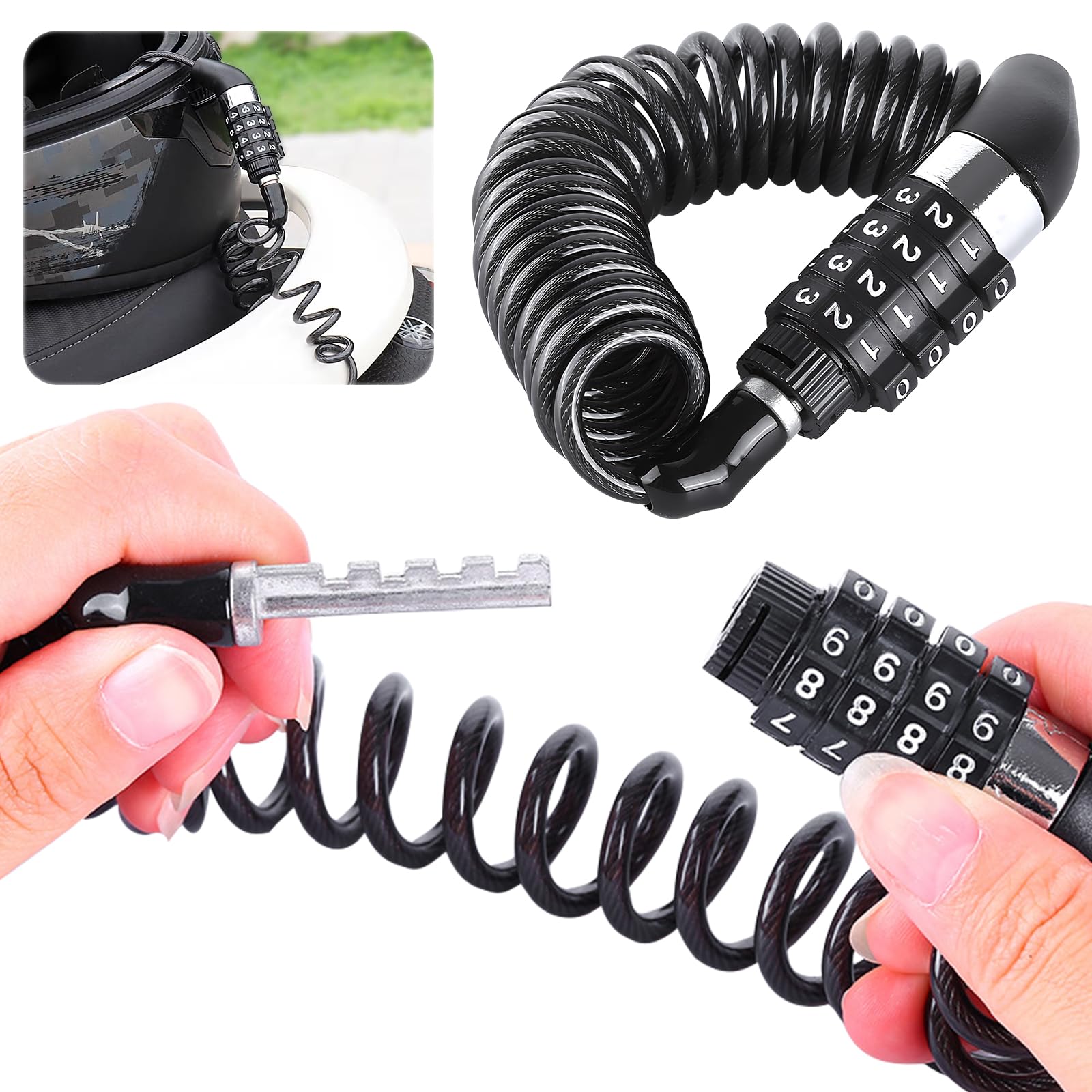 Candado Antirrobo Para Bicicleta Y Patinete - Cable De Acero De 1500 Mm Con Contraseña De 4 Dígitos, Universal Y Ligero (Negro)