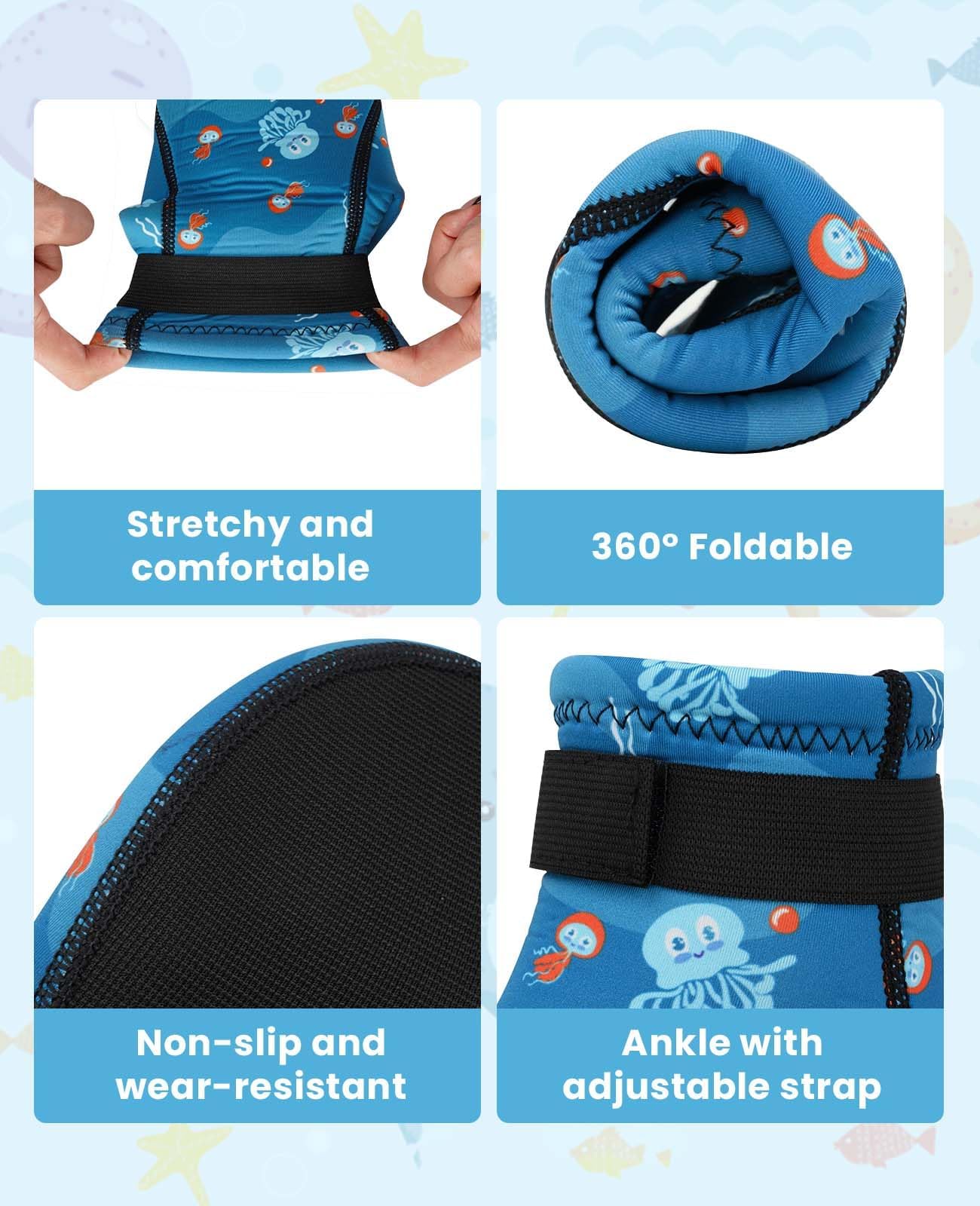 Gogokids Calzini Neoprene da 3 mm per Bambini, Calze Termiche Antiscivolo, Calze Piscina per Ragazzi Ragazze, Calze Snorkeling per Surf Kayak Nuoto Immersioni Sport Acquatici