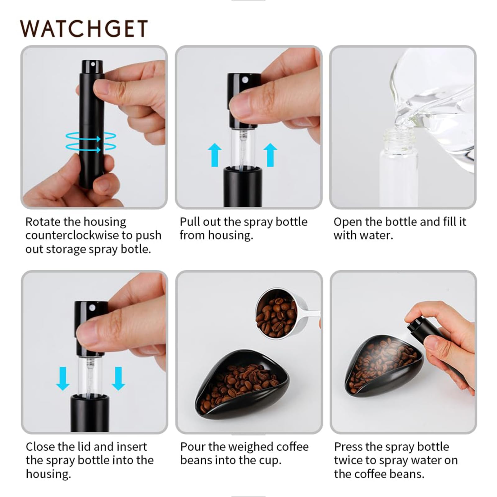 Set Tazza Dosatrice Per Chicchi Di Caffè In Ceramica Con Bottiglia Spray RDT - Per Misurare E Ridurre L'Elettricità Statica