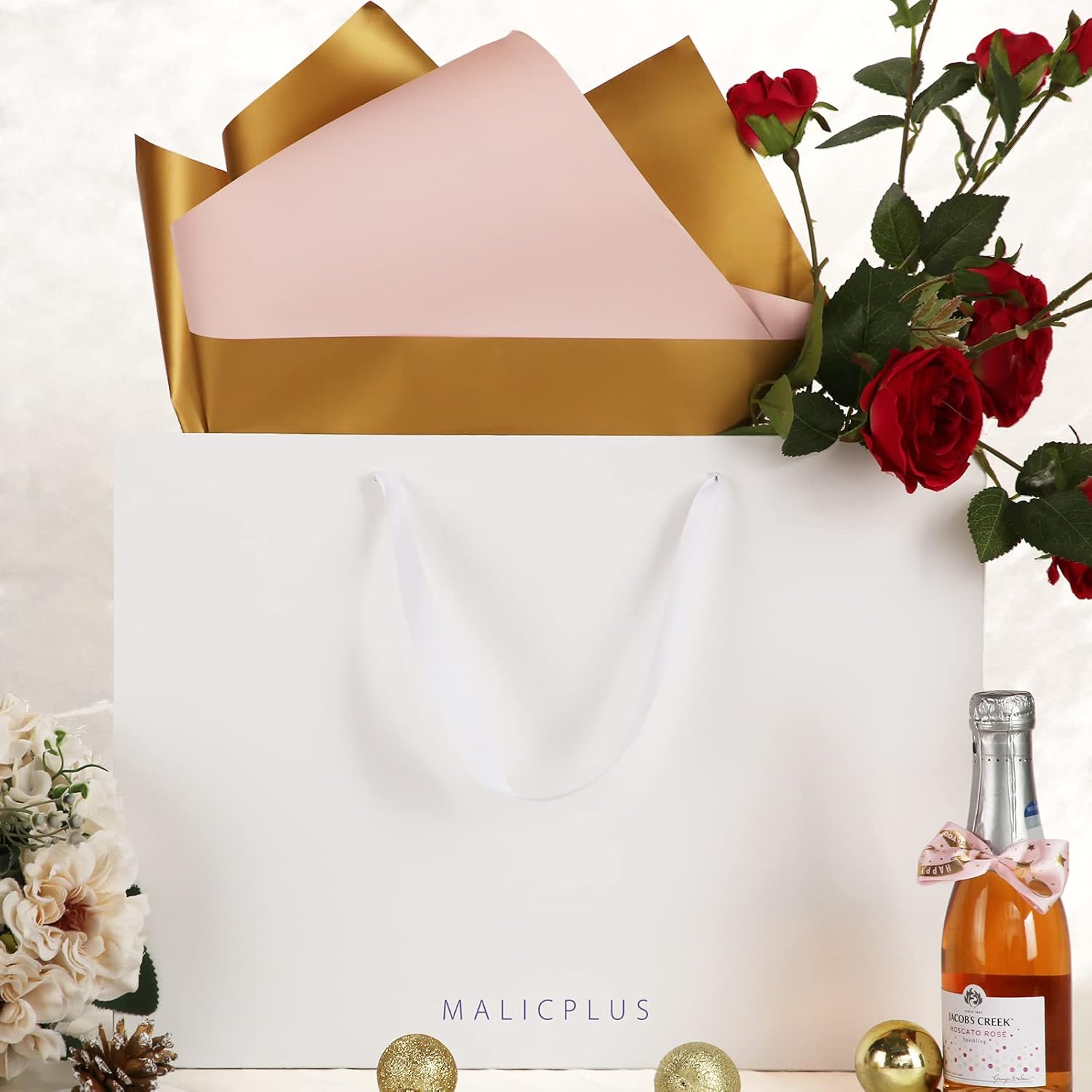 12 Extra Large Gift Bags 16x6x12 Inches, Large Matte White Gift Bags with Handles for All Occasions (White with Lattice Texture) - Image 3