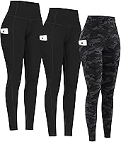 Vista 30 de PHISOCKAT Paquete de 2 pantalones de yoga de cintura alta con bolsillos, leggings de control de abdomen, leggings de yoga elásticos en 4 direcciones