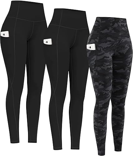 Miniatura 30 de PHISOCKAT Paquete de 2 pantalones de yoga de cintura alta con bolsillos, leggings de control de abdomen, leggings de yoga elásticos en 4 direcciones