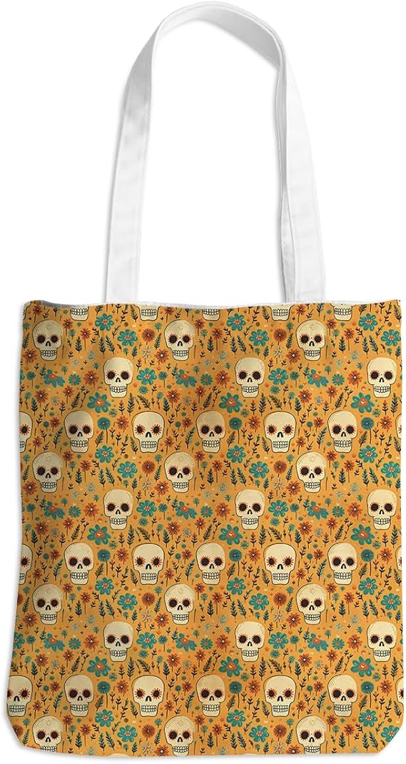 Single-Side Printed Fall Halloween Canvas Tote Bag for Women Pumpkin Autumn Thanksgiving Reusable Grocery Bags
