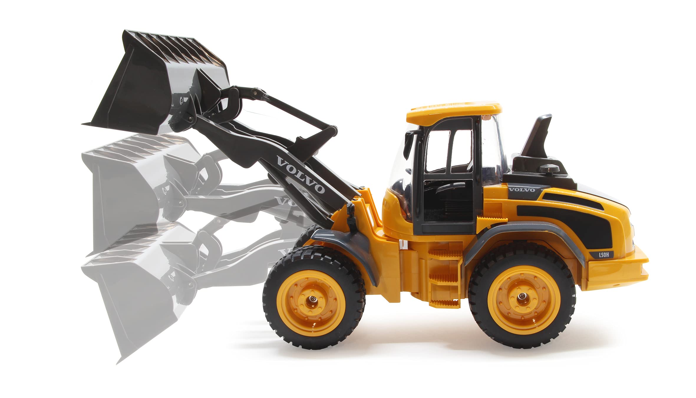 JAMARA Volvo L50 1:16 2,4GHz - originalgetreue Knicklenkung, Auto-Standby-Modus, Rückfahrwarnsound, 2 Radantrieb, Blinker, realistischer Motorsound 405058 Orange