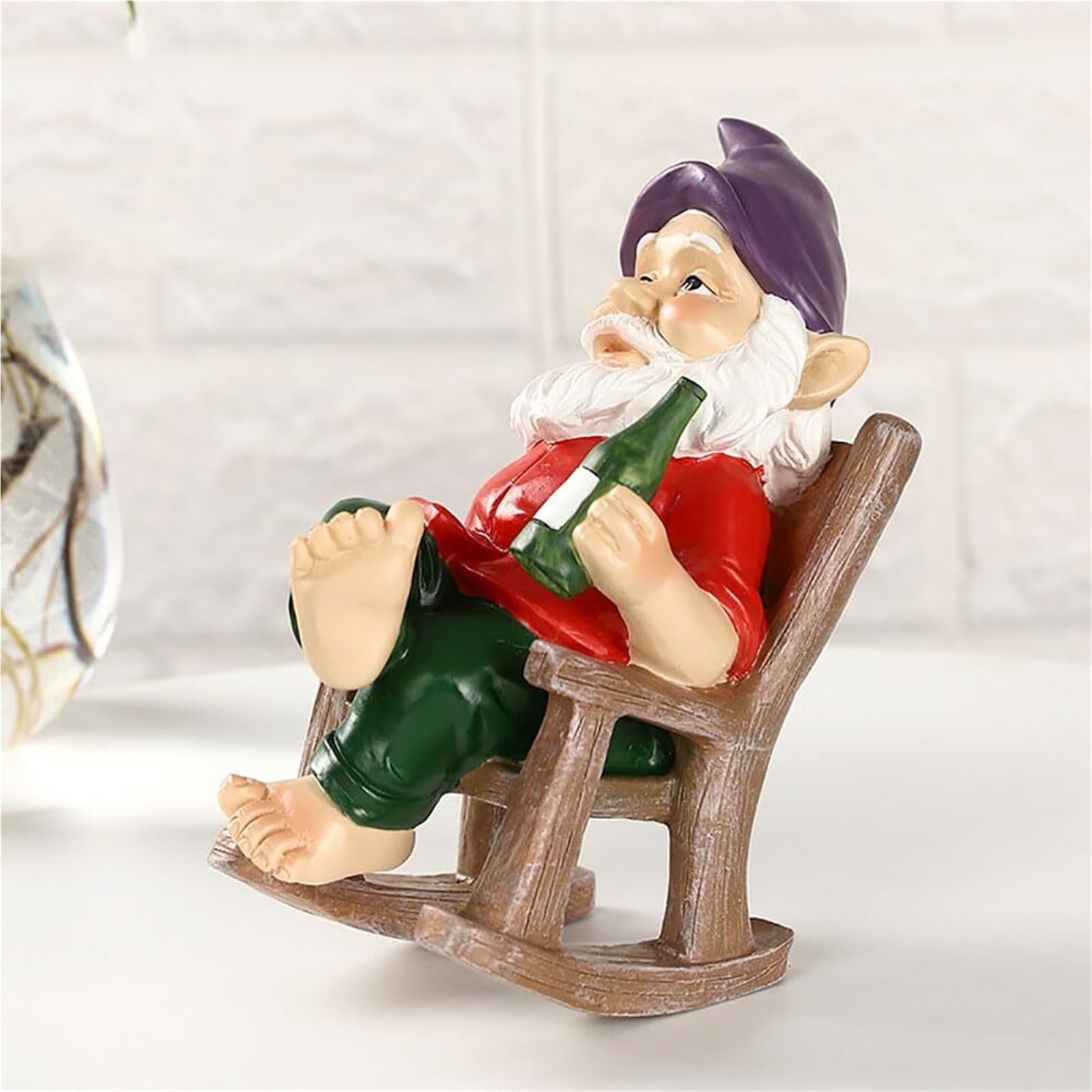 Décoration de Jardin Statue de GNOME Jardin Amusante, Chaise à Bascule, Figurine, Cadeaux décoratifs Statue d'extérieur