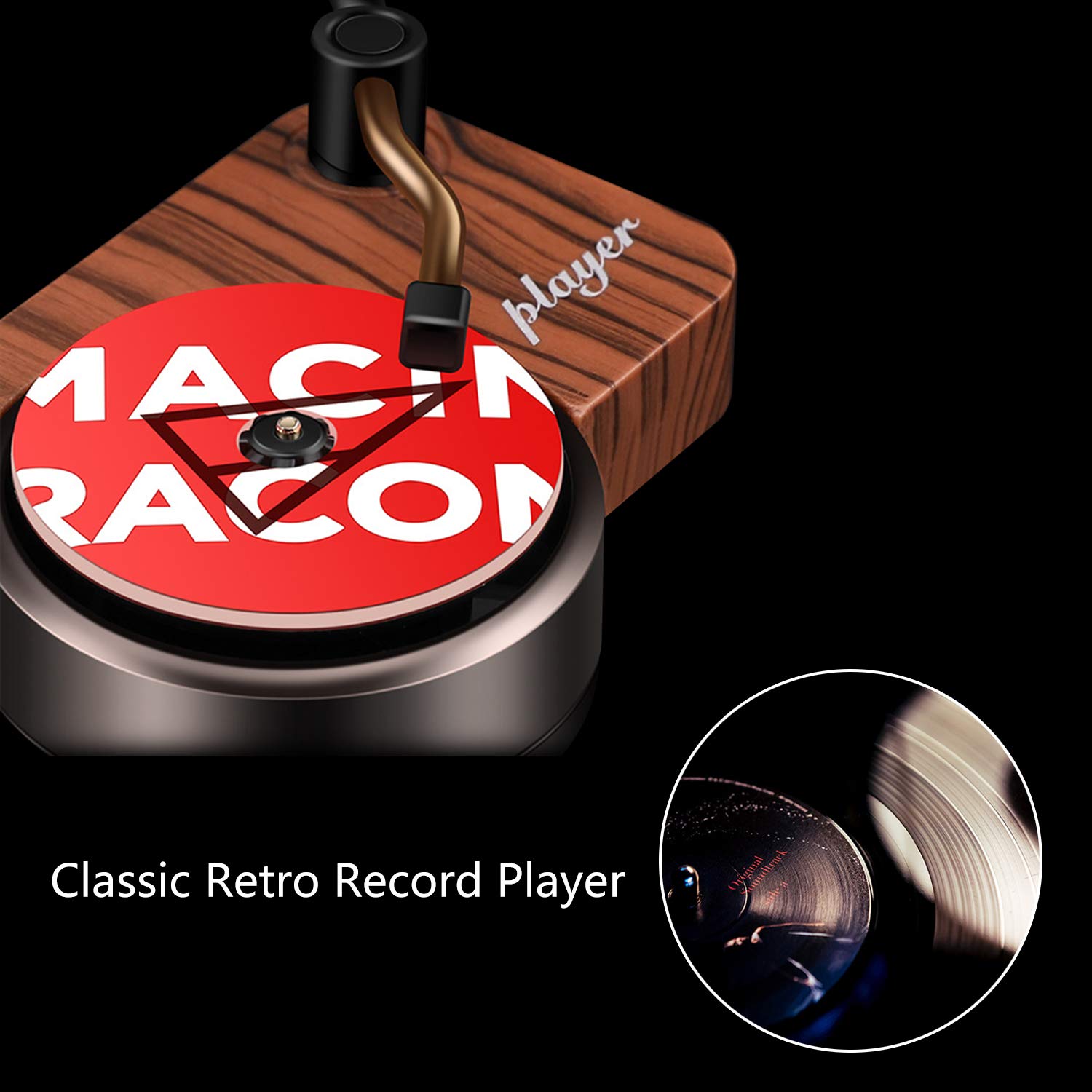 Aromatherapy Diffuser for Car Air Diffusers Freshener, Retro Record Player Car Decor