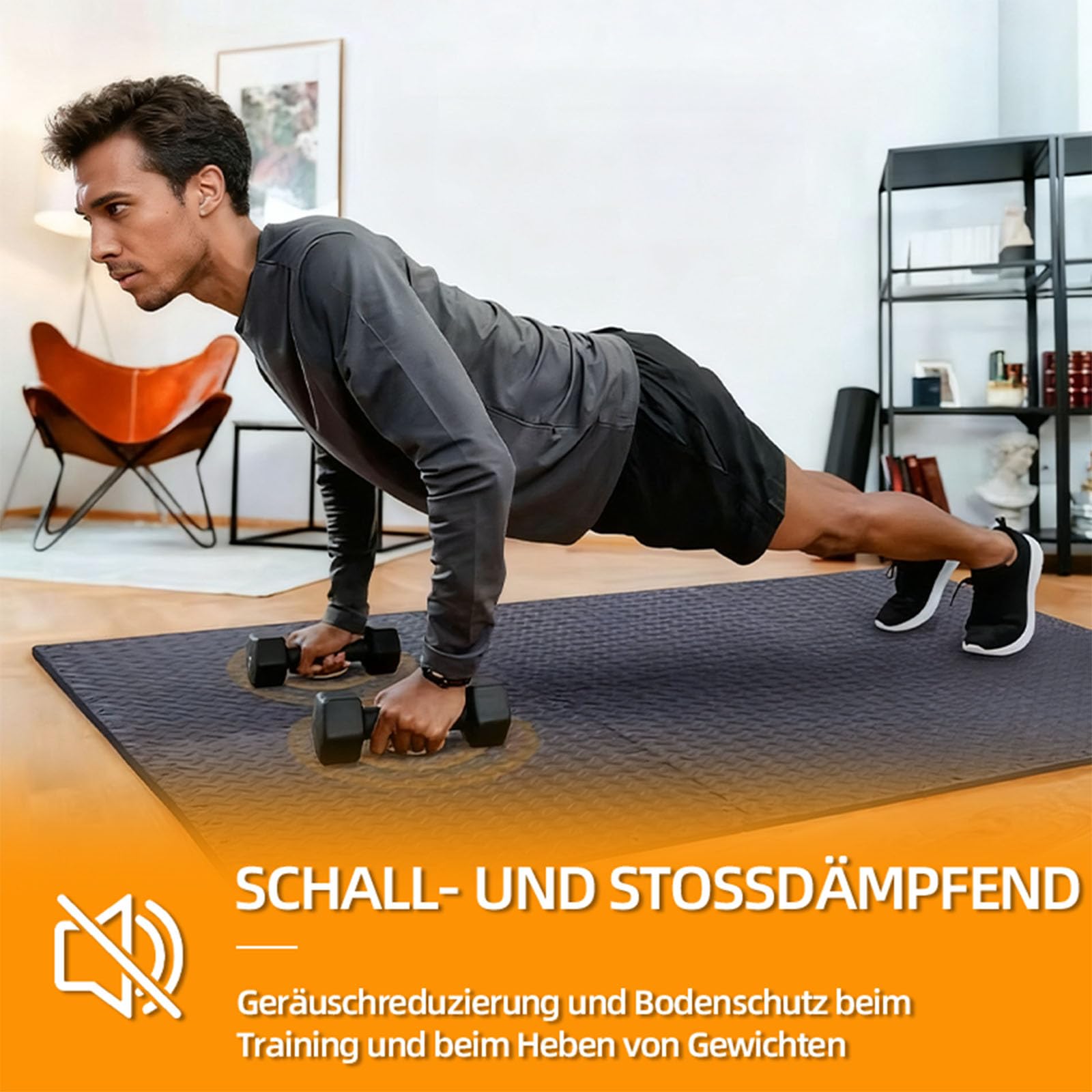 Bodenschutzmatte Puzzlematte 60x60 cm 24/48 Stücke Fitnessmatte Anti-Rutsch Unterlegmatte Trainingsmatte für Fitnessgeräte Heimstudio Garage