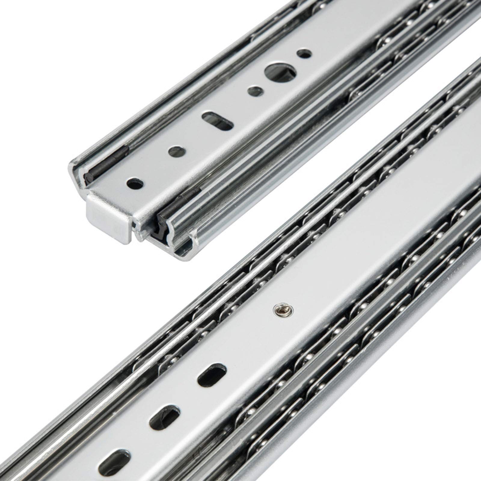 Guide per cassetti industriali Ultra Resistenti con Serratura, Estensione Completa a 3 Pieghe, Cuscinetti a Sfera, Larghezza 53 mm, Montaggio Laterale, 1 Coppia ()