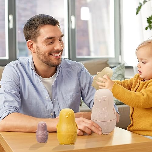 Miniatura 4 de Chivao 8 piezas de muñecas rusas de anidación de silicona Matryoshka muñecas educativas apilables para niños pequeños muñecas de anidación de