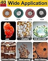 Vista 6 de Juego de 40 ruedas de pulido y 72 cepillos de alambre, accesorios de vástago de 1/8 pulgadas para herramienta giratoria