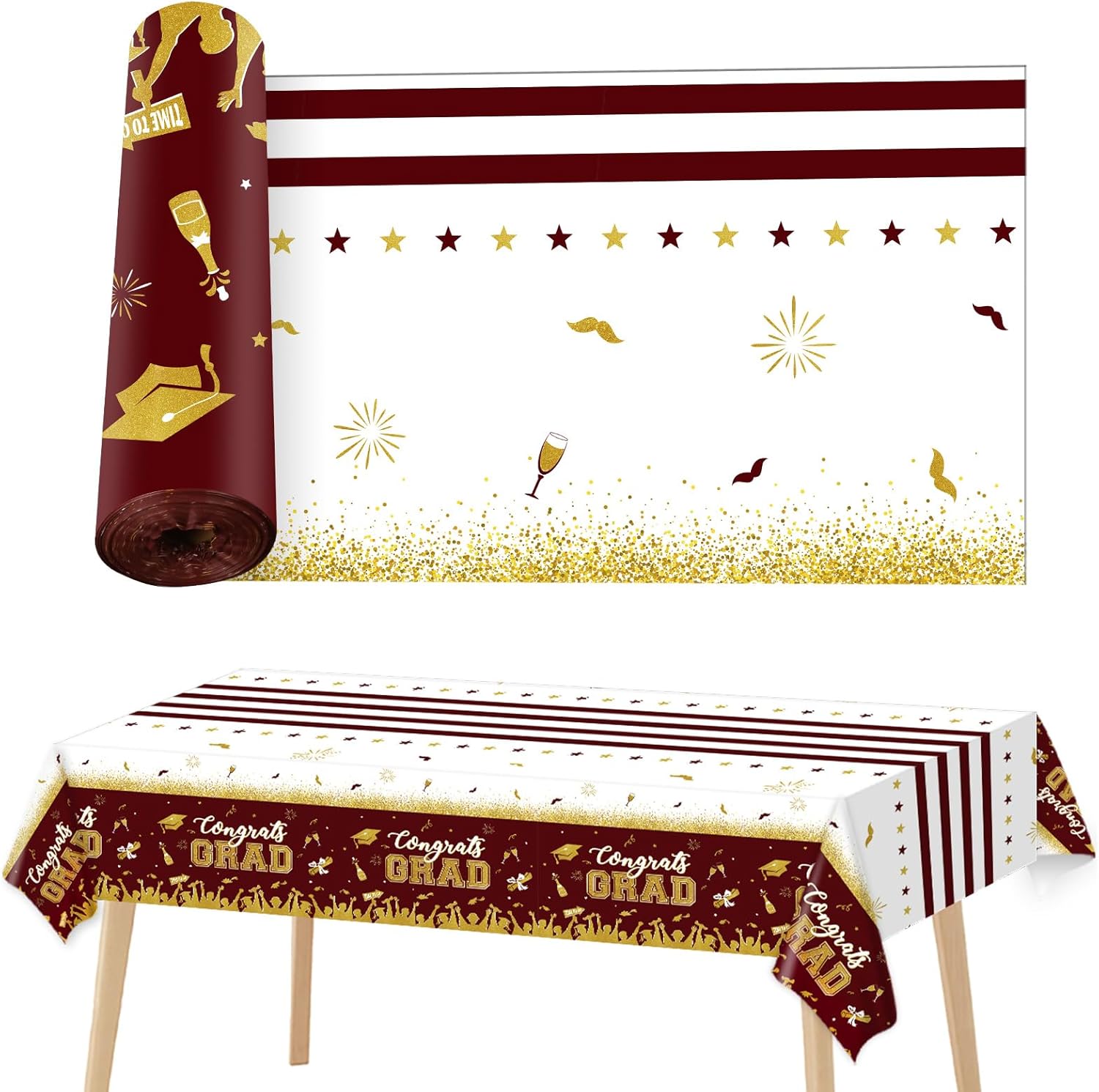 gisgfim 98.4 3ft Graduation Tablecloths Roll Class of 2024