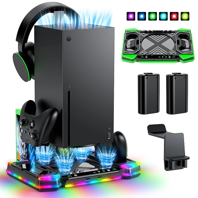 MENEEA Upgraded Charger-Stand Cooling-Fan for Xbox Series X Dual Wireless Charger Dock Cooler System for Xbox Controller Console