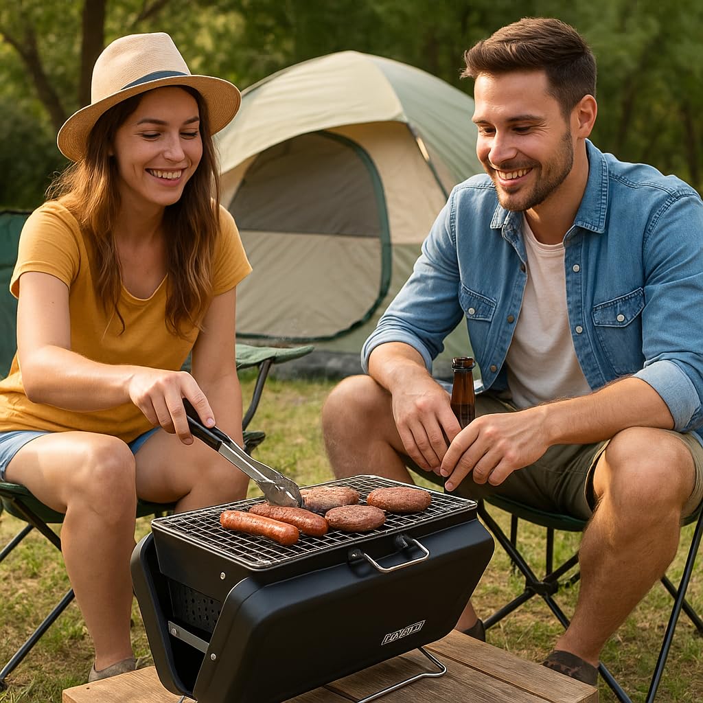 Valiant Barbecue portable pliable pour pique-nique et camping Noir