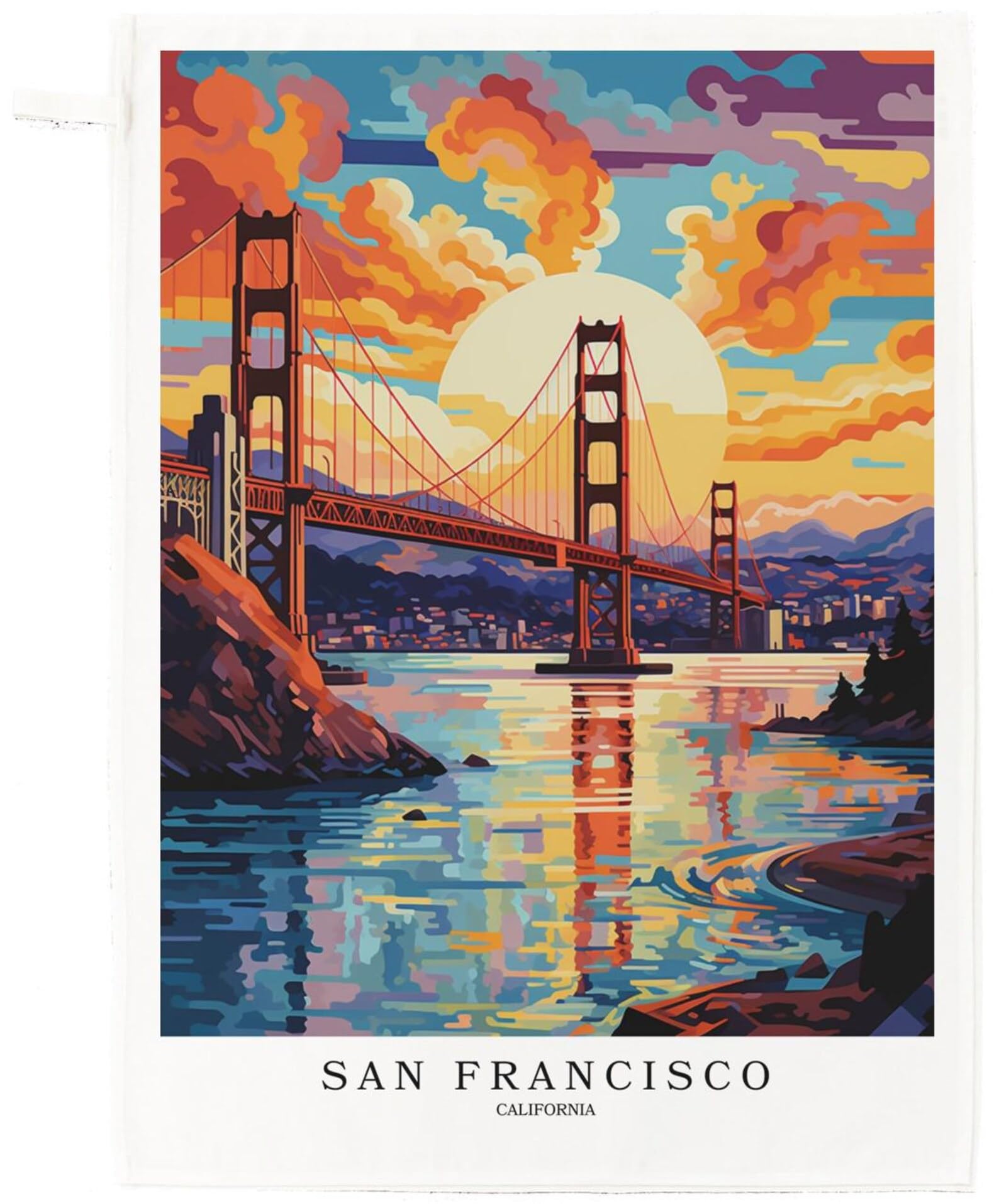 San Francisco, California Large Cotton Tea Towel