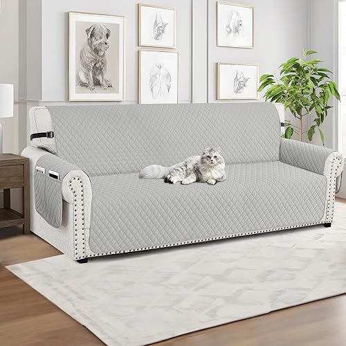 Vista 53 de XINEAGE Funda reclinable resistente al agua, fundas para sofá reclinable de 3 asientos con bolsillos, funda protectora acolchada gruesa para perros