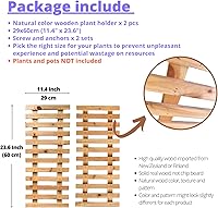 Vista 2 de ShopLaLa Wooden Wall Planter - 2 Pack Wall Hanging Planters for Indoor Plants Ladder Wall Mount Natural Wood Holder Flower Pots Vertical Living