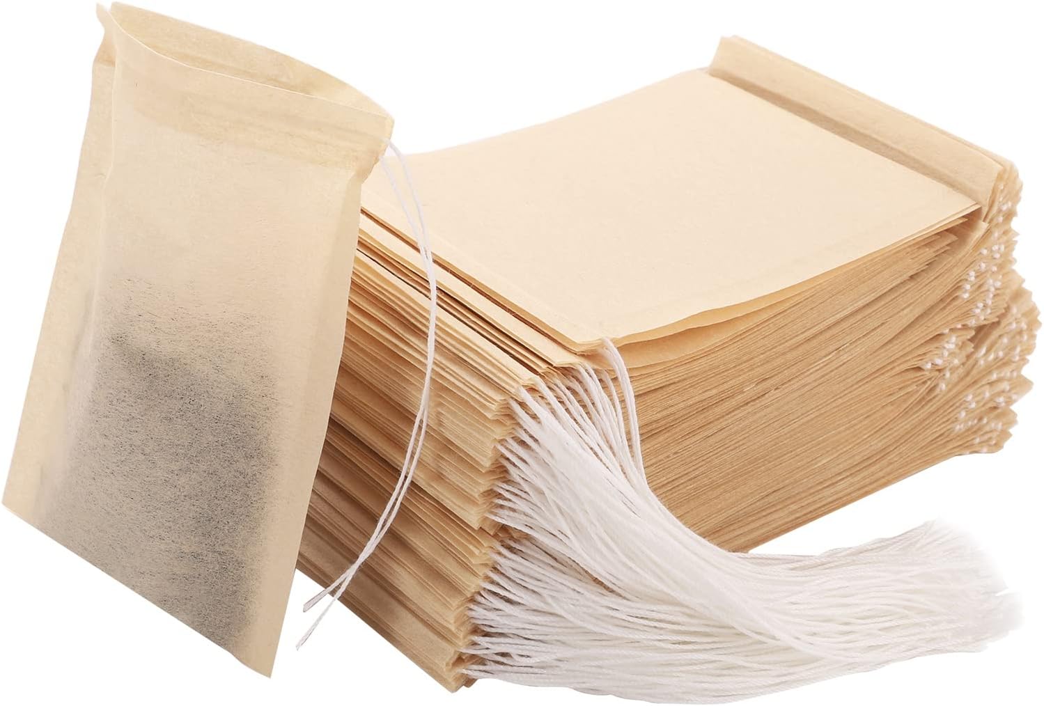 300 Pcs Tea Bags for Loose Tea, Disposable Tea Bags with Drawstring Unbleached Tea Filter Bags Empty Tea Bags for Loose Leaf Tea and Coffee (3.54 x 2.75 inch)